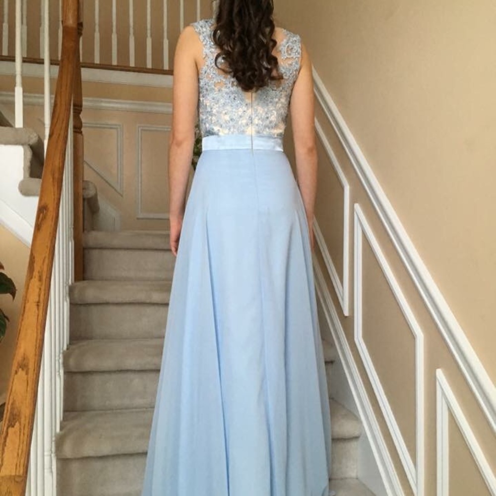 Blue Lace Prom Dress